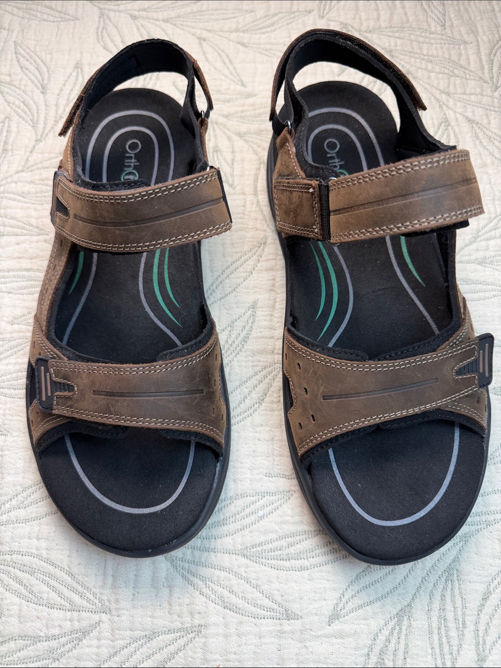 OrthoFeet Men’s Gemini Leather Upper Sandal never used. Sz. 12